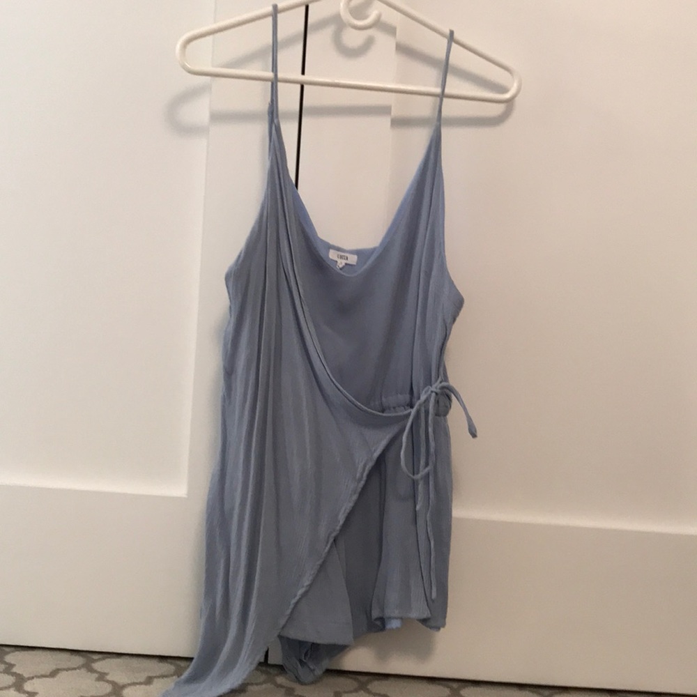 Light blue romper with drape detail